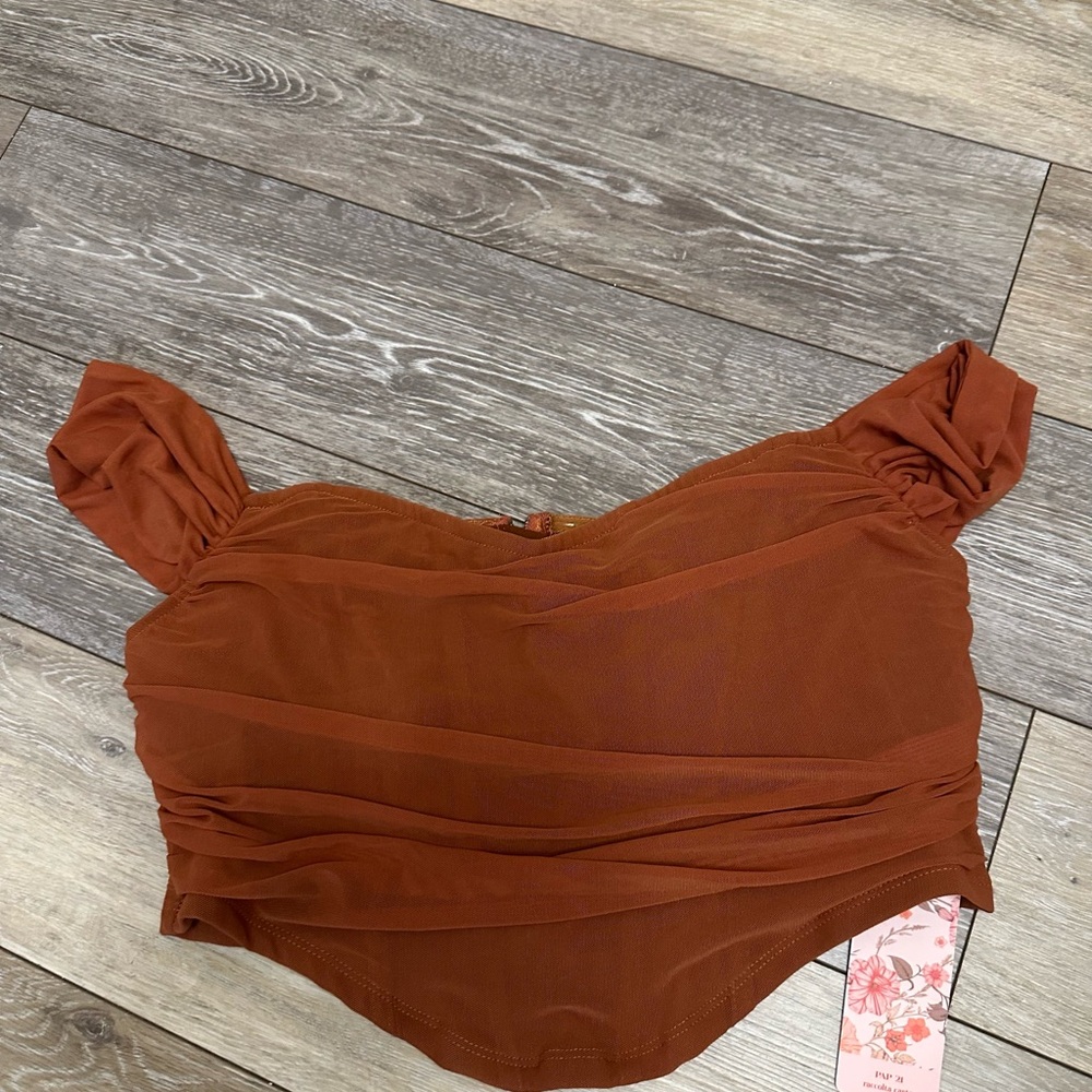 SHEIN Off Shoulder Ruched Plus Size Mesh Top